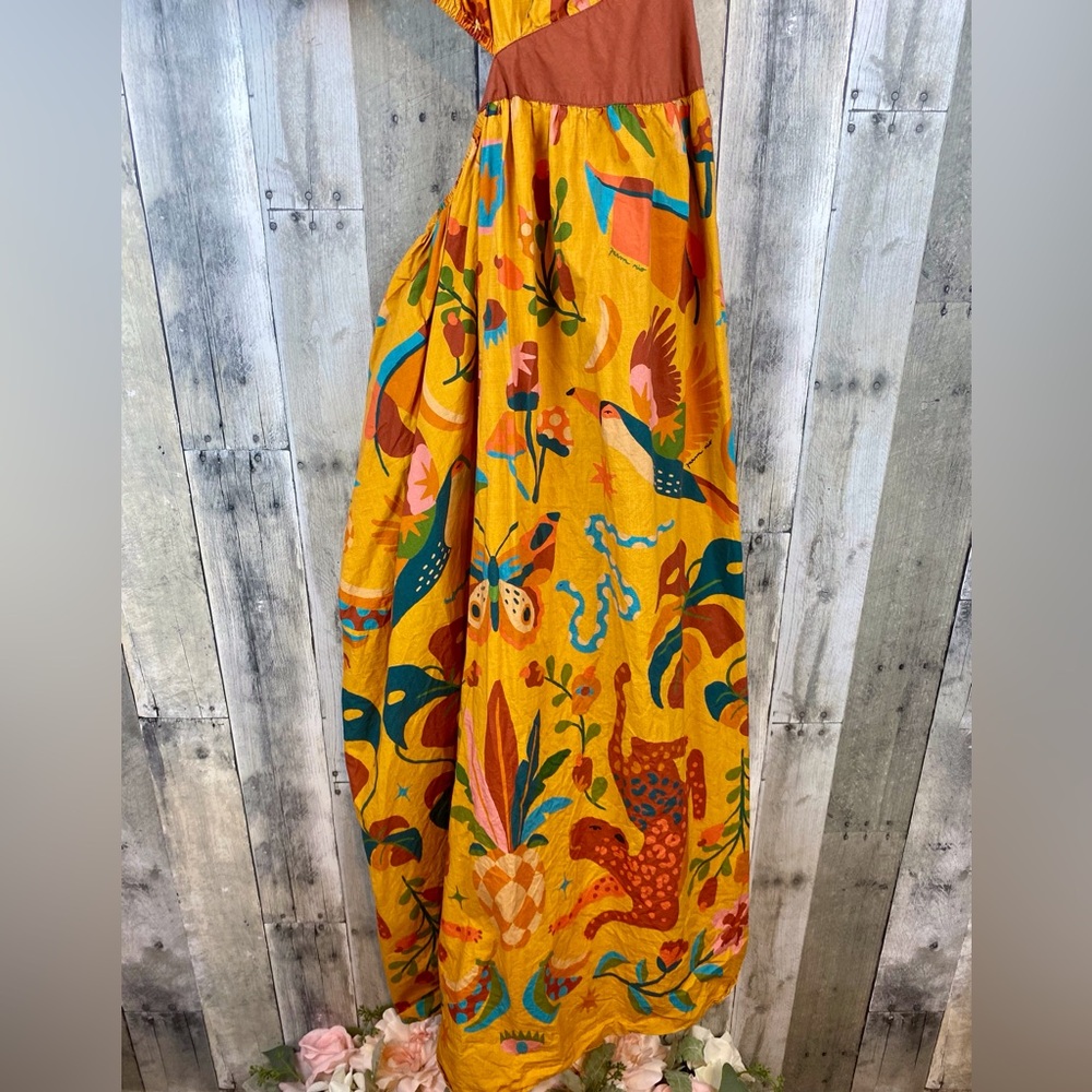 FARM Rio One Shoulder Maxi Dress in Gold Size Small. - Picture 7 of 16